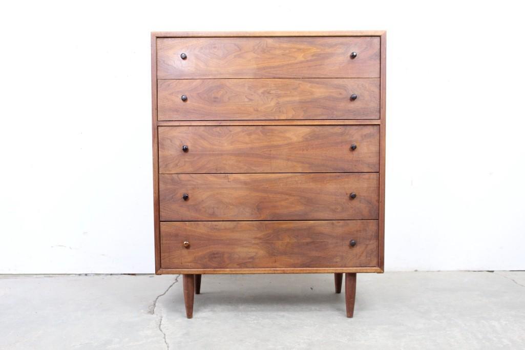 Mid Century Modern Danish Wood 5 Drawer Dresser (1 of 8)