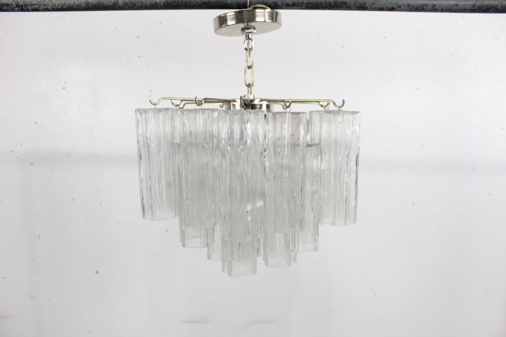 Mid-century Modern Italian Glass Cylindrical Chandelier (1 of 6)