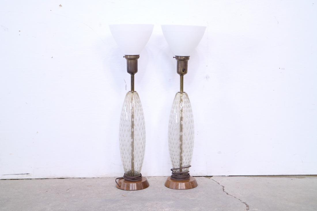 Torchiere Bullicante Murano Glass Table Lamps w/shades (1 of 6)
