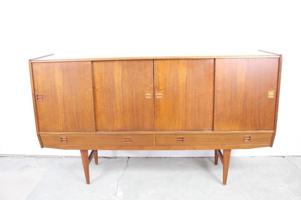 Large Danish Modern Credenza Sliding Doors,Mid-century (1 of 5)