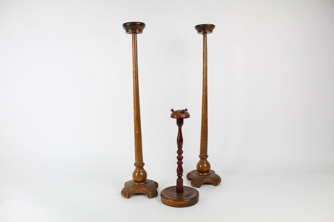 Trio Turned Wood Hat Stands Retail Millinery Display (1 of 10)