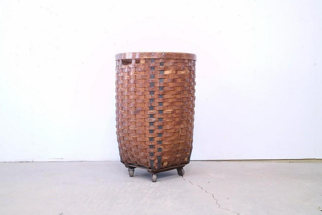 2 of 2 Woven Wicker Basket on Wheels,Industrial Storage (1 of 5)