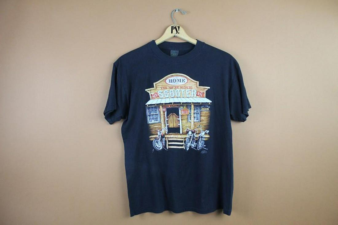 Black L Harley Davidson 3D Emblem Vintage T-Shirt 1986 (1 of 9)