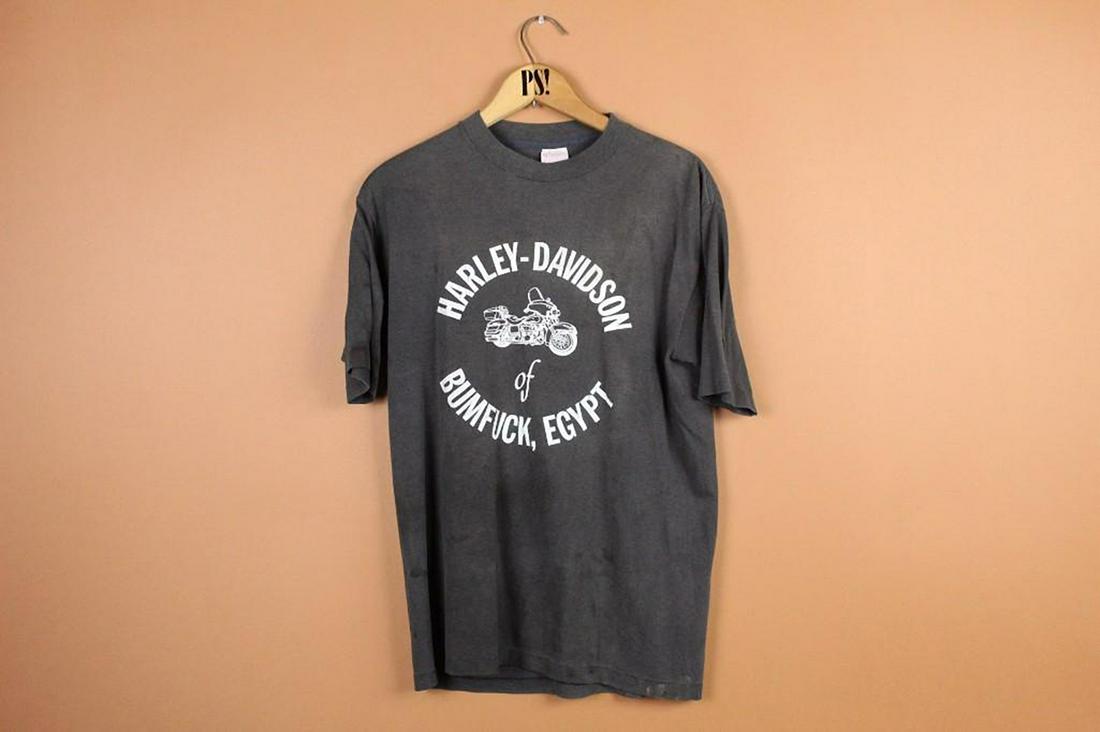 Gray M Harley Davidson Egypt Vintage Motorcycle T-shirt: SHIPPING: We will ship this item in-house, for a $12 flat rate to the Continental US; $2 for each additional shirt. Please contact us for a shipping quote on larger quantities. Gray M Harley Davidson 