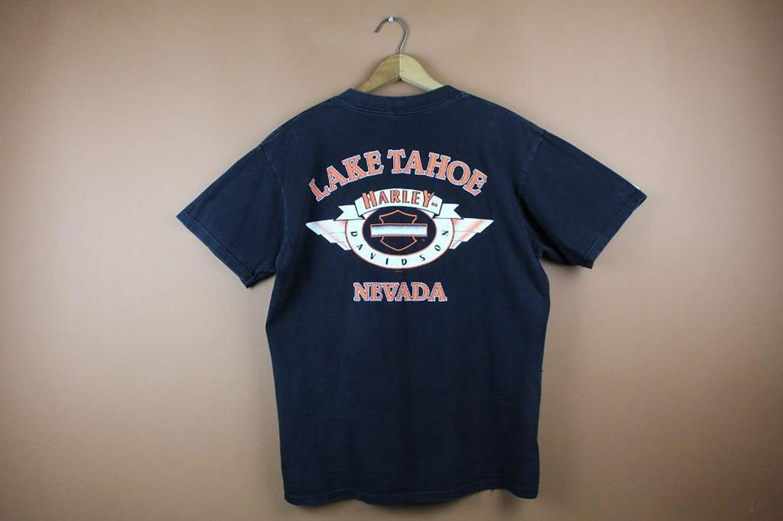 Black L Harley Davidson Lake Tahoe Vintage T-Shirt 1998: SHIPPING: We will ship this item in-house, for a $12 flat rate to the Continental US; $2 for each additional shirt. Please contact us for a shipping quote on larger quantities. Black L Harley Davidson