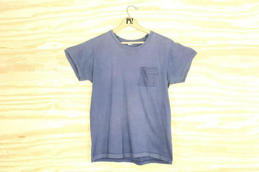Navy Blue Medium Plain W/Breast Pocket Vintage T-Shirt (1 of 4)