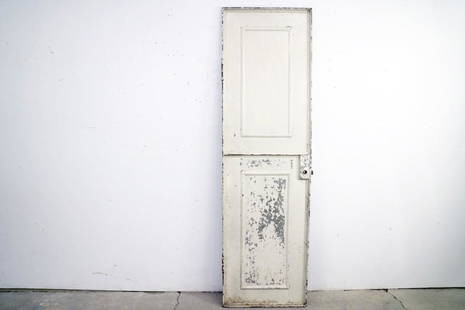 Heavy Antique Industrial Steel&Iron Door, Architectural: Heavy Antique Industrial Steel and Iron Door. Painted in brown on one side and white on the other. Perfect to add historic authenticity to your renovation project. Dimensions are 79 in h x 23 in w