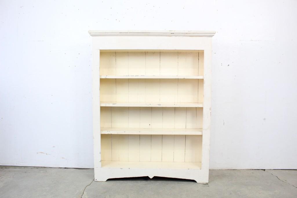 Antique White Painted Wooden Bookcase Shelf (1 of 8)