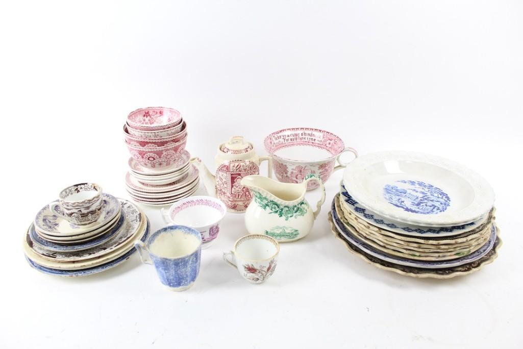 Large Collection of Assorted Transferware Plates Bowls (1 of 20)