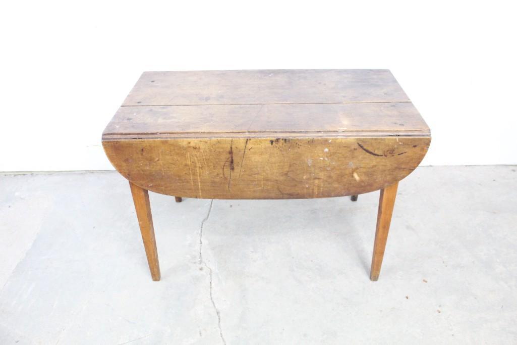 Primitive Low Wood Country Drop Leaf Table, Nice Patina (1 of 12)