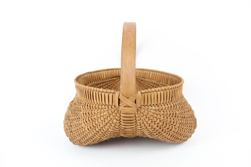 Wicker Buttocks Basket w/Wooden Handle Woven,Egg Basket (1 of 6)