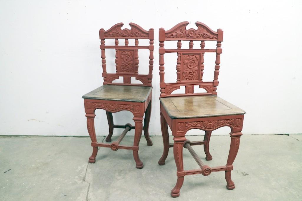 Pair Cast Iron English Aesthetic Side Chairs c.1900 (1 of 5)