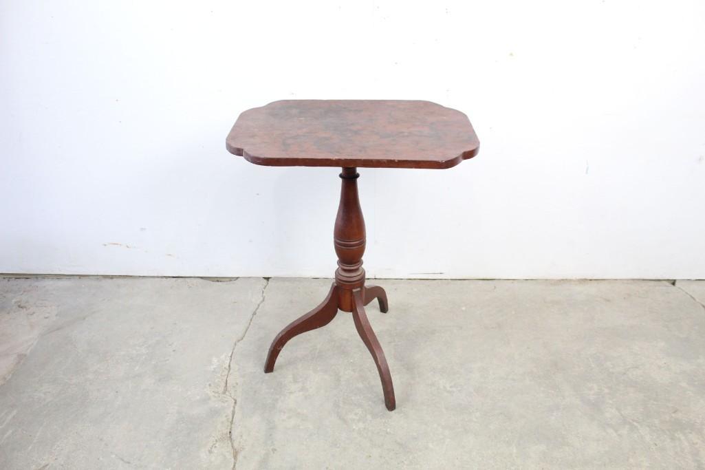 Antique 19thC Wood Tilt Top Table,Primitive Red Paint (1 of 6)