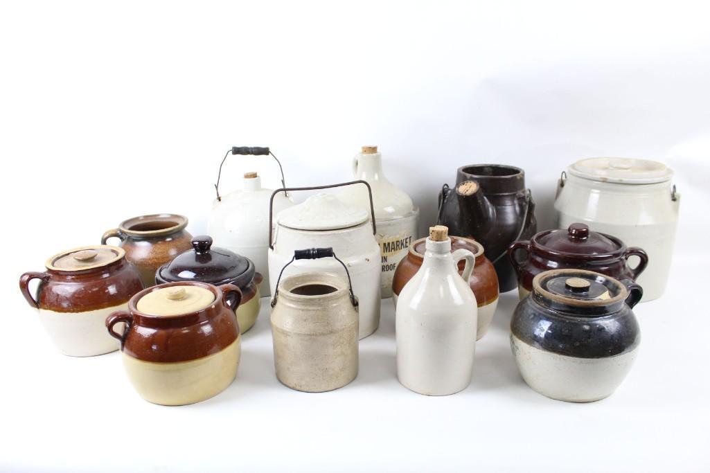 14 Piece Lot of Stoneware,Bean Pots,Crocks & Jugs (1 of 18)