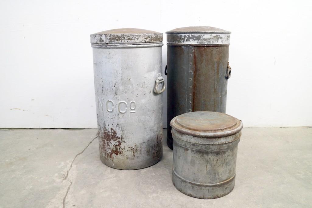 3 Industrial Galvanized Metal Dairy Bins,Ice Cream (1 of 8)