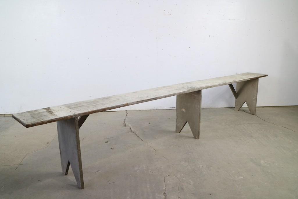 10-ft Long Painted White Wooden Patina Country Bench (1 of 7)