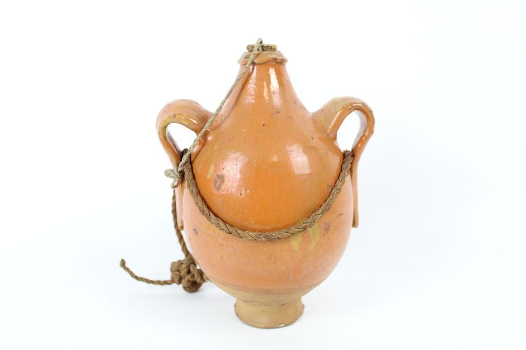 Antique Orange Pottery Handled Water Jug,Primitive (1 of 6)