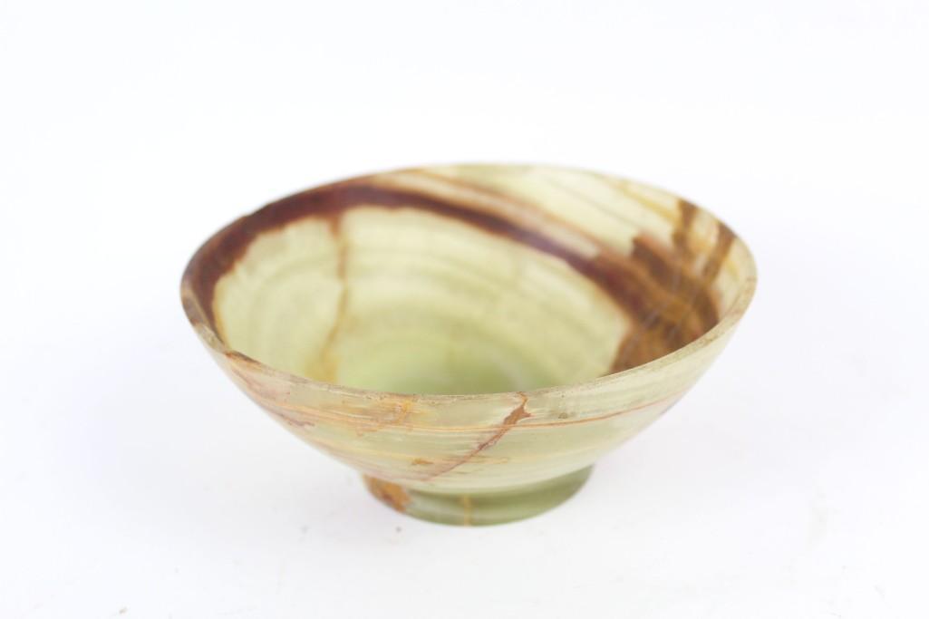 Antique Light Green Onyx Bowl w/ Rust Color Pattern (1 of 7)