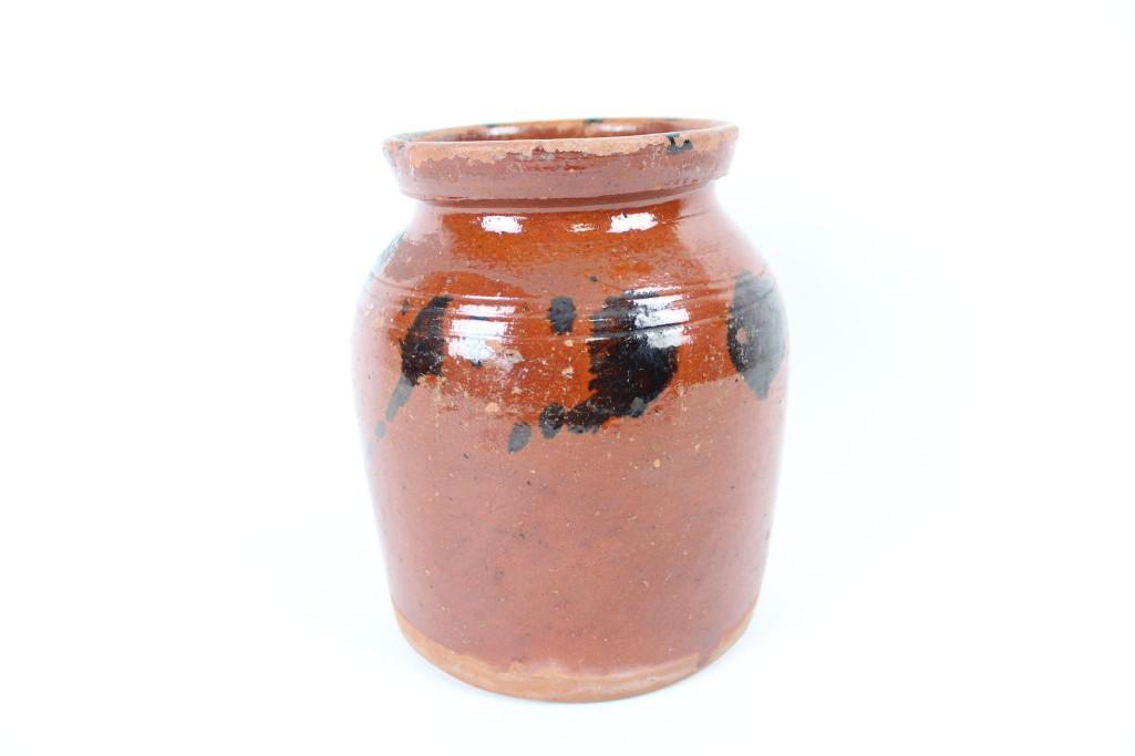 Antique Redware Crock with Decorated Pattern,Primitive (1 of 7)