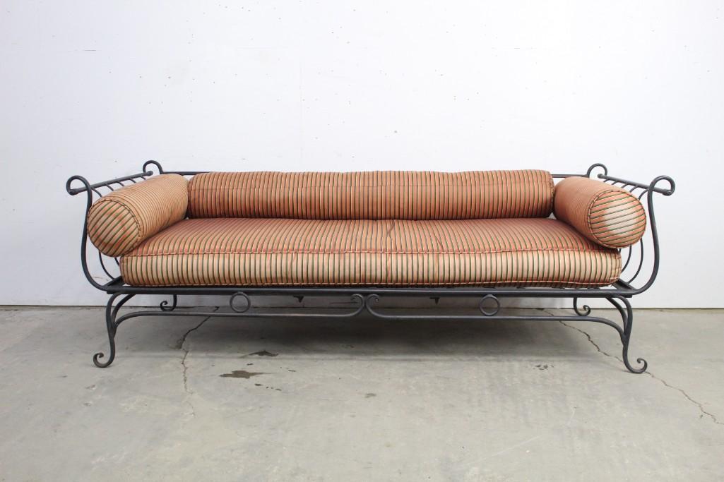 Wrought Iron Day Bed w/Striped Cushions,Classical (1 of 7)