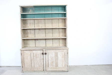 Large Painted White Wood Stepback Cupboard, Farm House