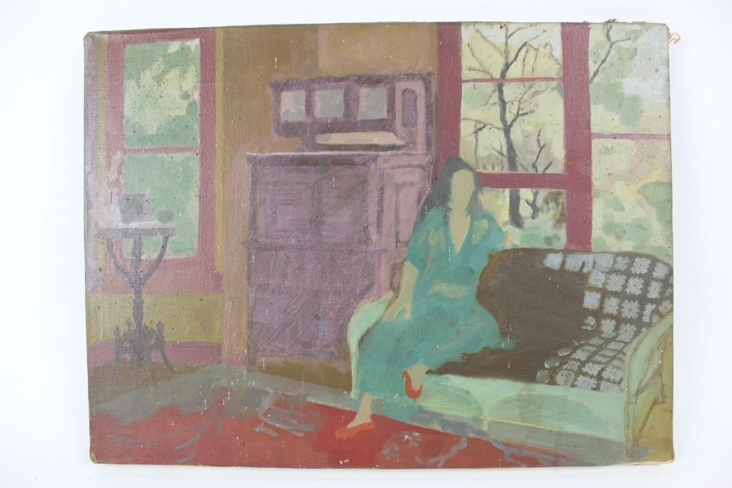 Antique Painting Woman & Medical Dental Cabinet (1 of 6)