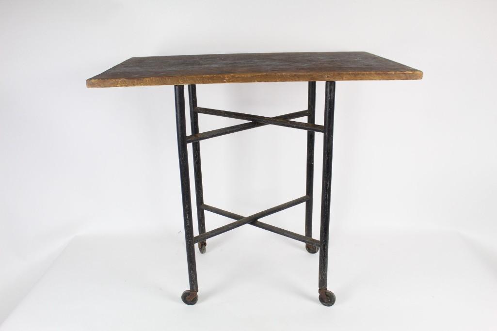 Industrial Shop Table on Wheels w/Detachable Wood Top (1 of 6)