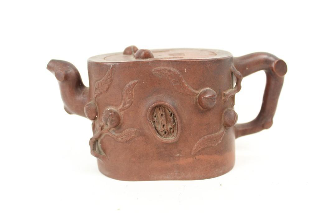 Antique Chinese Yixing Clay Tea Pot w/ Leaves & Buds (1 of 10)