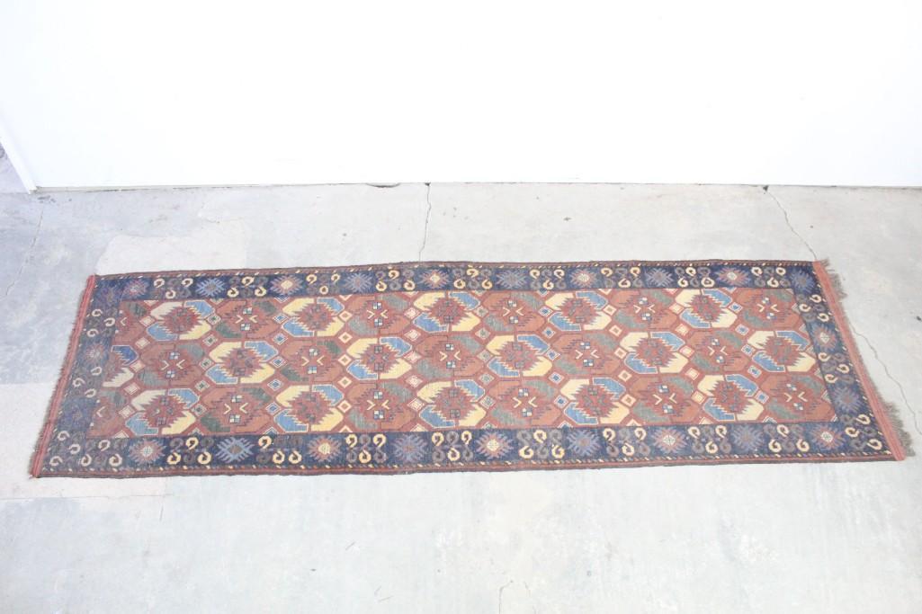 Long 10ft Red Blue & Yellow Oriental Rug Runner Carpet (1 of 7)
