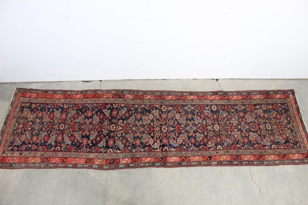 12+ foot Oriental Runner Rug, Red, Blue & White Floral (1 of 5)
