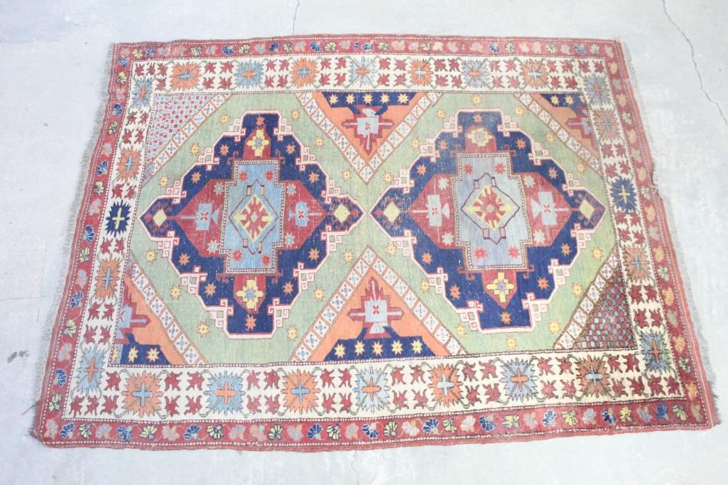 Colorful Geometric Red & Blue Oriental Rug 7 (1 of 7)