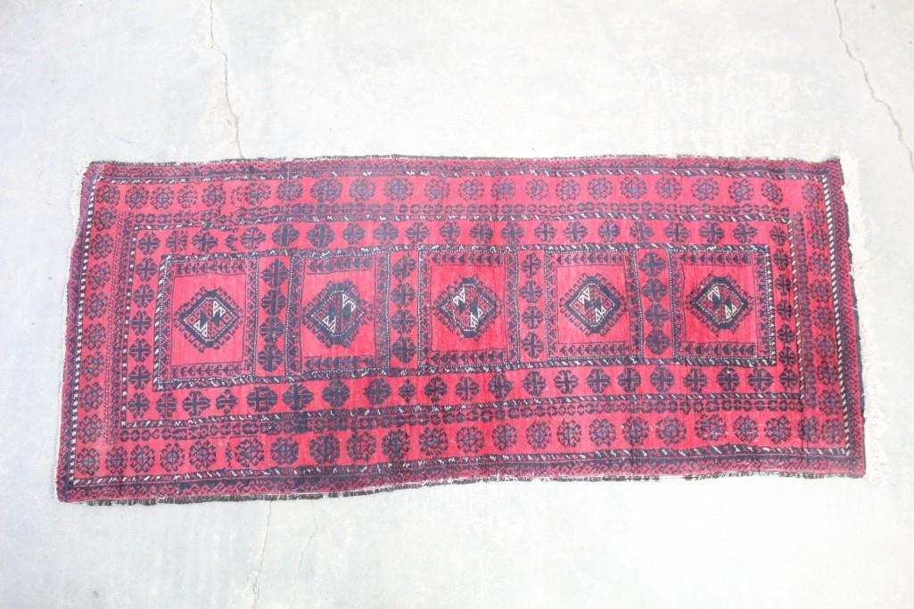 6ft Colorful Oriental Red & Black Runner Rug Carpet (1 of 6)