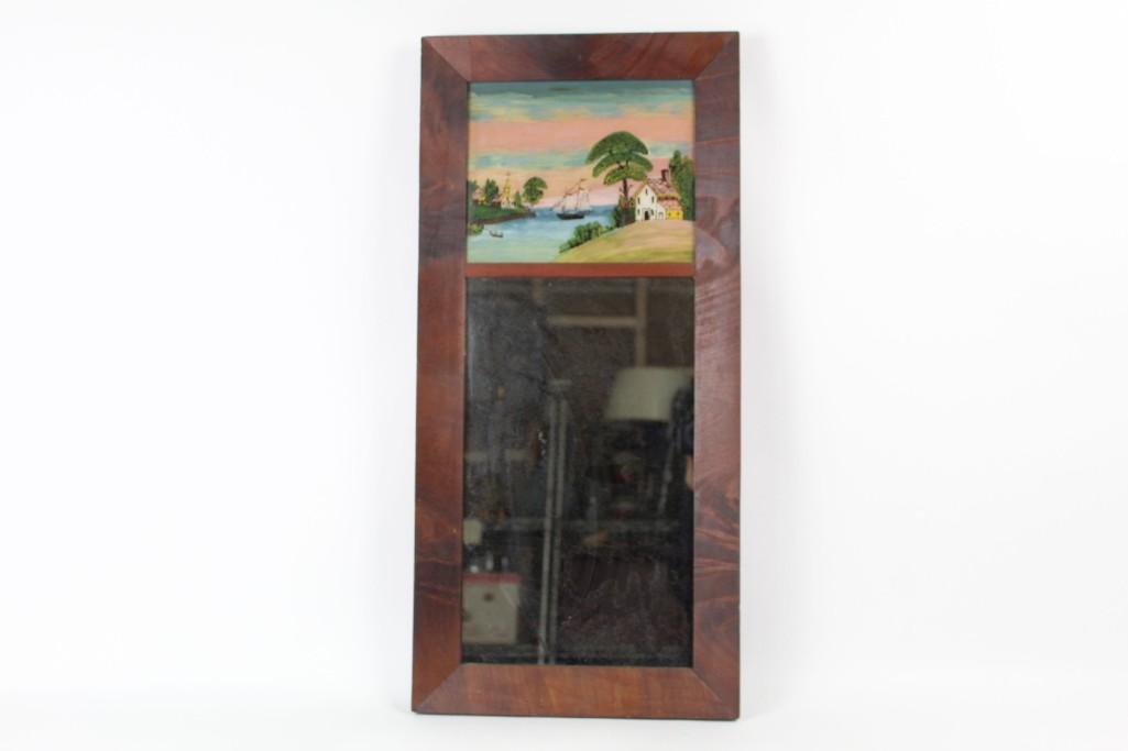 Federal Ogee Mirror Reverse Painting of Sailboat River (1 of 7)