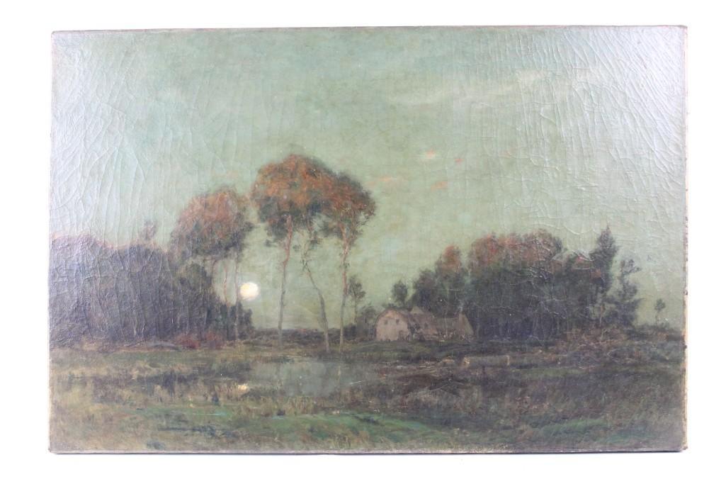 Antique Oil Landscape Painting,Full Moon, Richard Pauli (1 of 7)