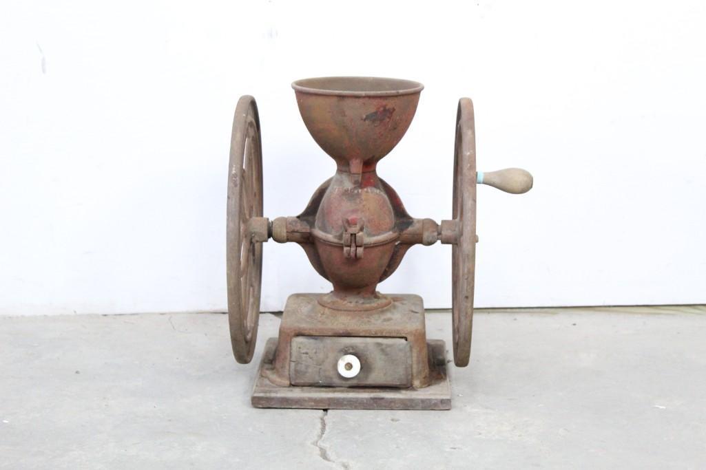 Antique Red Enterprise Cast Iron Coffee Grinder 1873 (1 of 9)