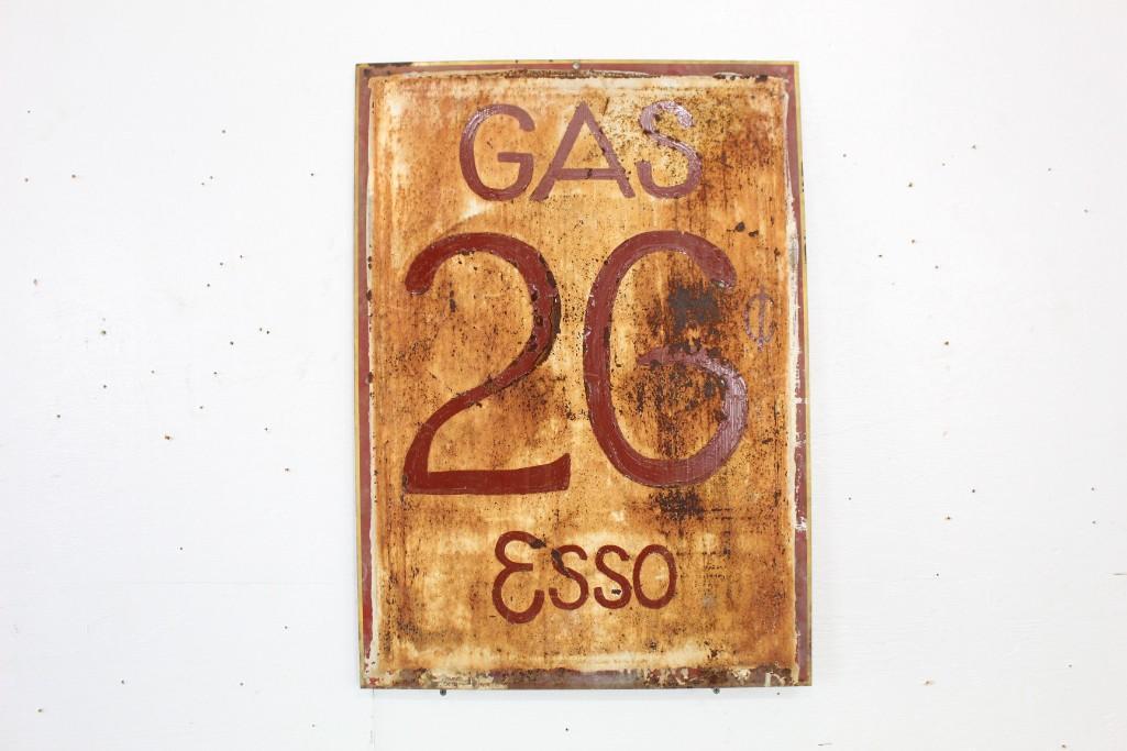 Hand Painted Metal Esso Gas Station Sign 1950 (1 of 8)