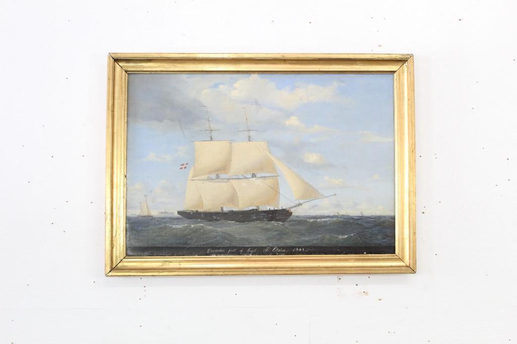 Nautical Marine Ship Painting, Denmark Carl Olsen 1853 (1 of 5)