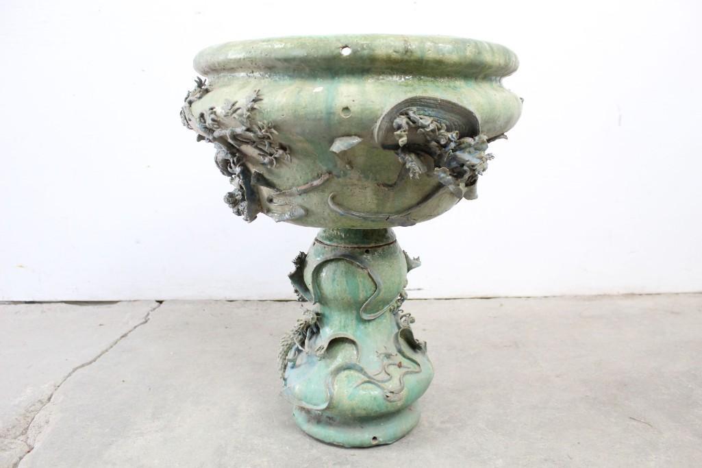 Large Green Pottery Japanese Planter Figural,Dragons (1 of 13)