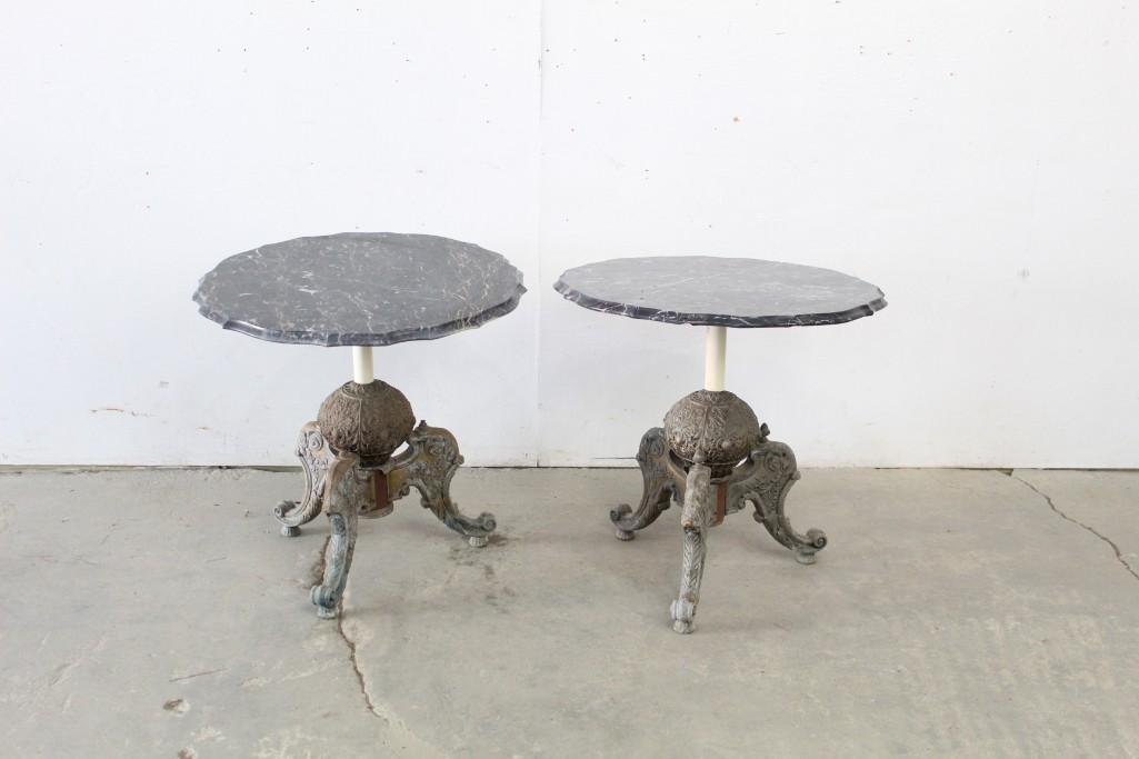 Pair of Marble Top Metal Tables,Hollywood Regency (1 of 6)