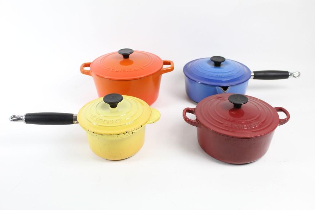 Lot of 4 Colorful Le Creuset & Cuisinart Cast Iron Pans (1 of 9)