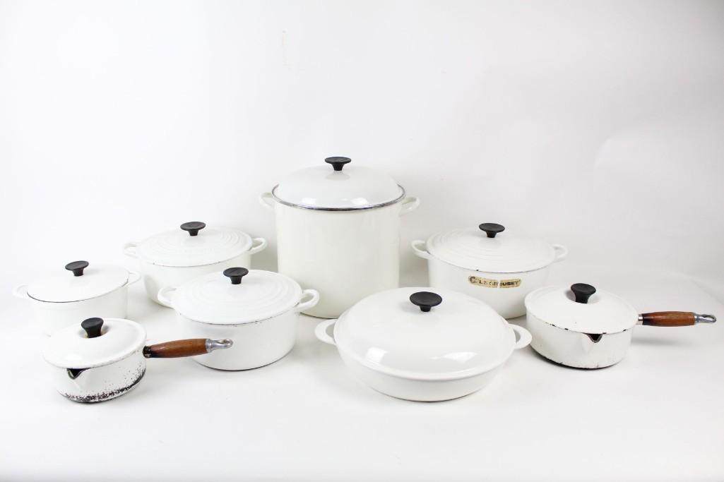 Huge Set 8 Le Creuset White Enameled Cast Iron Cookware (1 of 10)