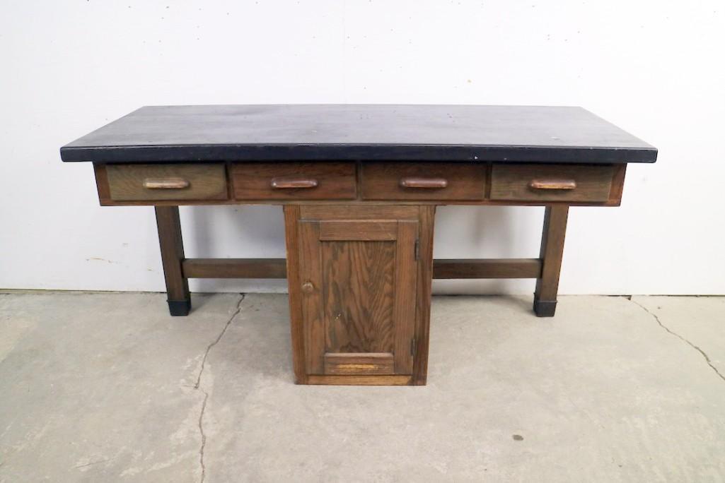 Industrial Oak School Chemistry Lab Table,Welch 40 (1 of 6)