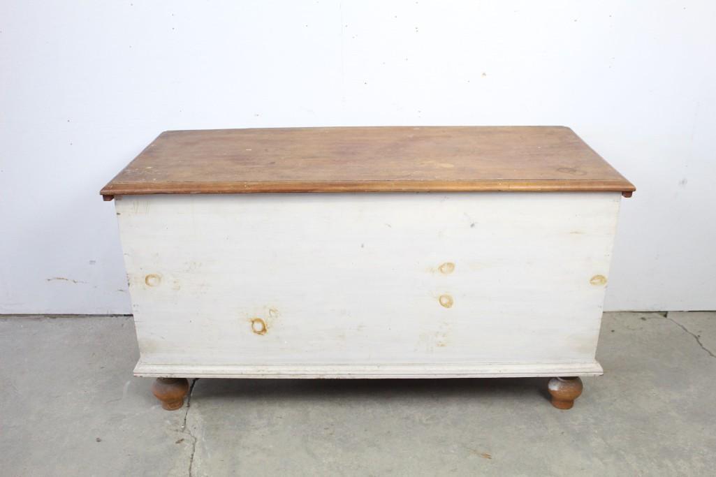 White Painted Wood Blanket Chest Trunk,Ball Feet (1 of 7)