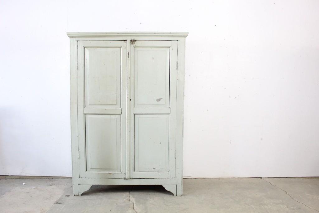 Primitive Mint Green Painted Wooden Cupboard Cabinet (1 of 10)