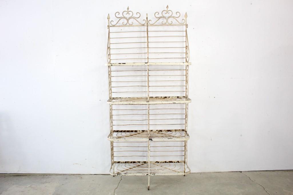 Antique Painted White Iron Kitchen Pot Rack Shelf (1 of 12)