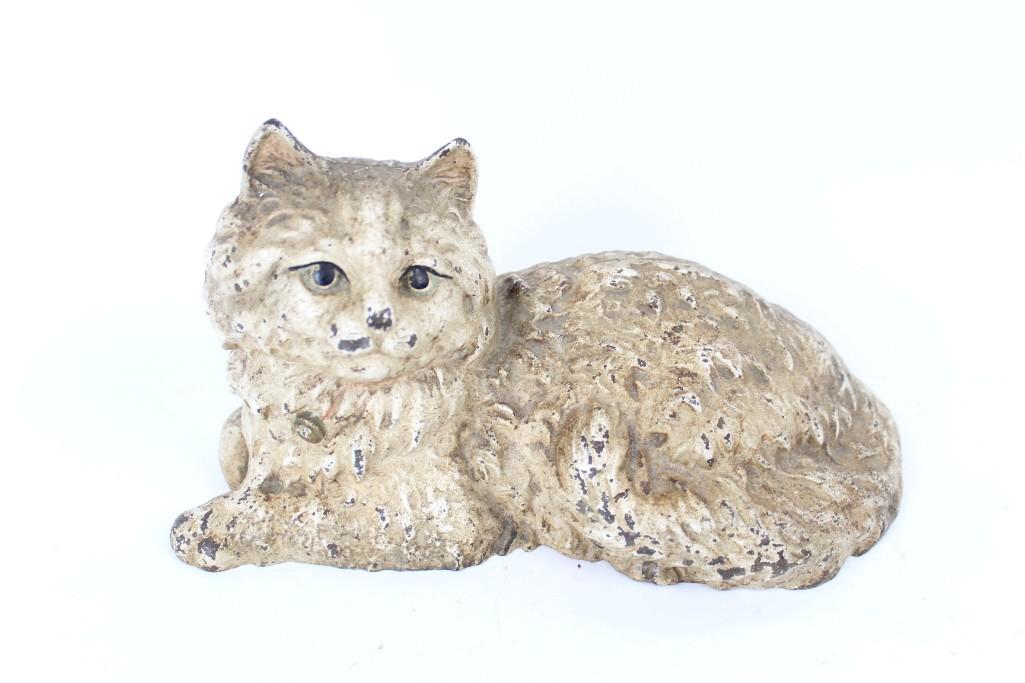 Antique Cast Iron Cat Doorstop Hubley, Original Paint (1 of 8)
