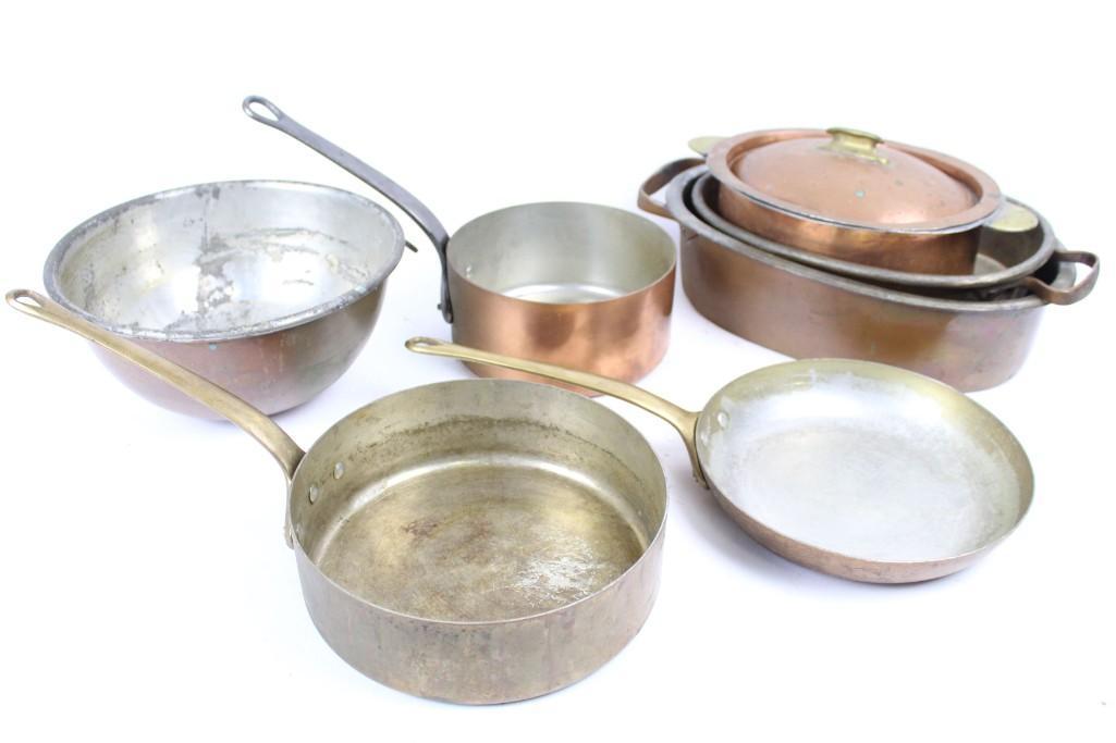 Lot of Antique Copper Cooking Pots,Pans & Mixing Bowl (1 of 20)