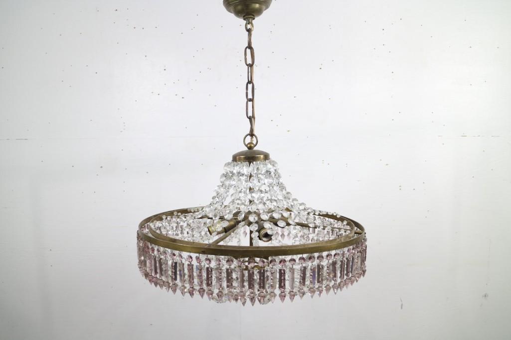 Antique Crystal Glass Hanging Chandelier, Made in Italy (1 of 8)
