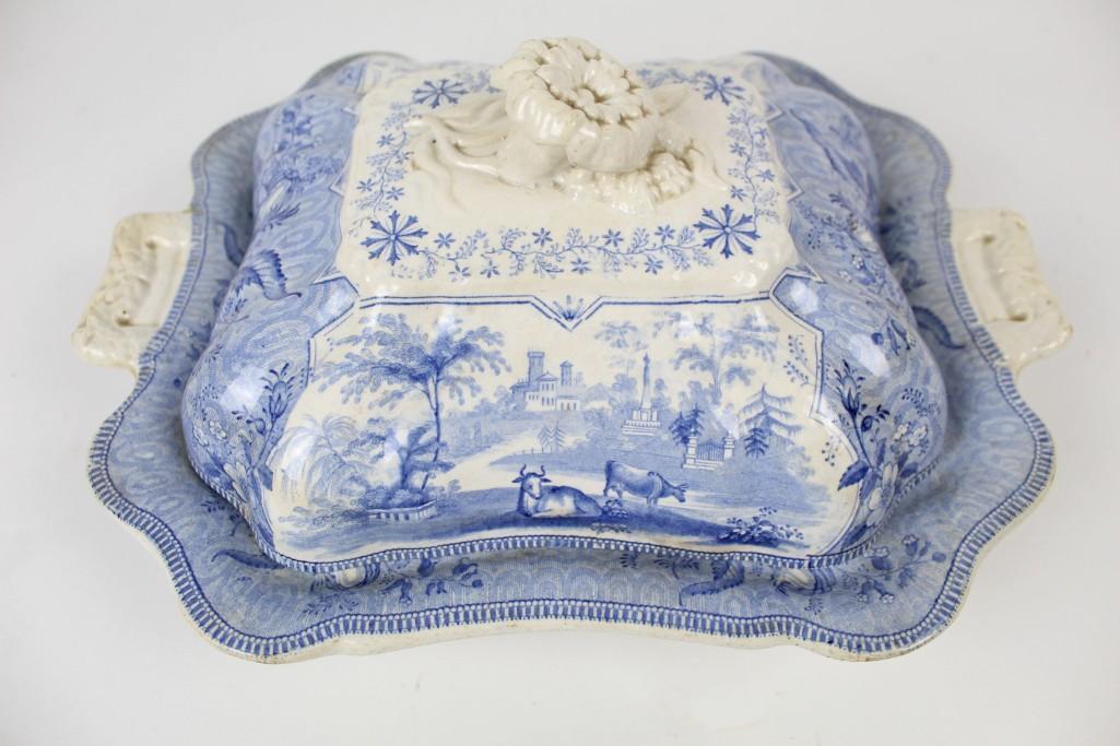 Antique Transferware Veg Dish Geo Phillips Park Scenery (1 of 8)