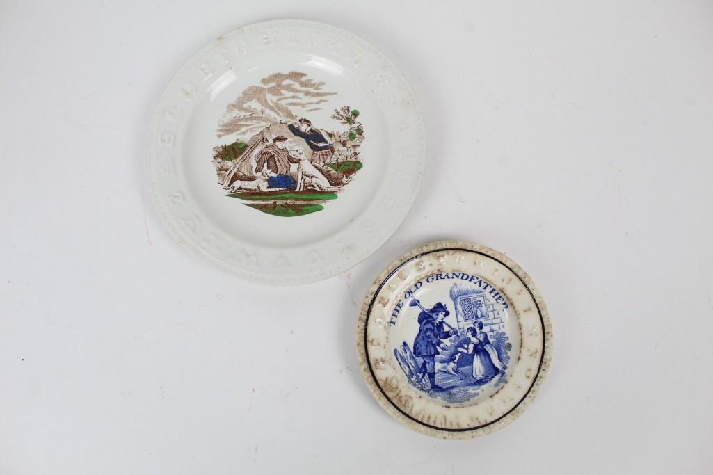 2 Antique Small ABC Blue & Brown Transferware Plates (1 of 4)